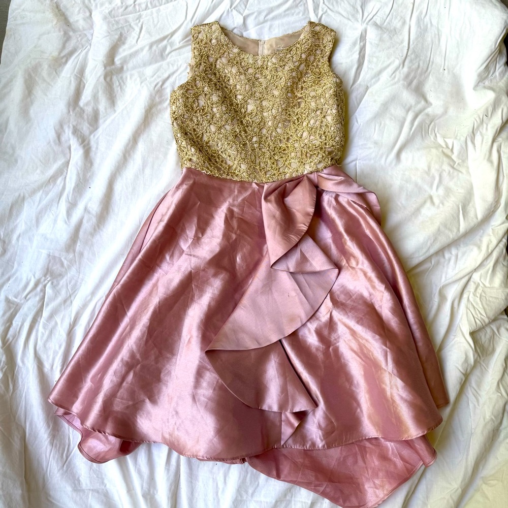 Rare Editions Pink and Gold Girls Dress for Wedding Guest
